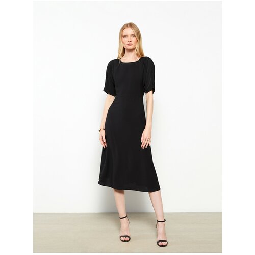 LC Waikiki Crepe Women's Crepe Dress with a Crew Neck and Short Sleeves. Cene