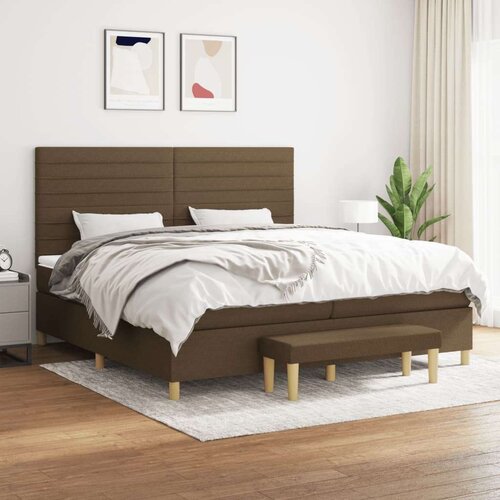  Box spring postelja z vzmetnico temno rjav 200x200 cm blago, (20999255) Slike