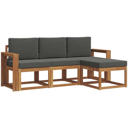  Set vanjskih sofa 4 kom. Prirodna i antracit Smeđa 197,5 x 63 x 73 cm Slike