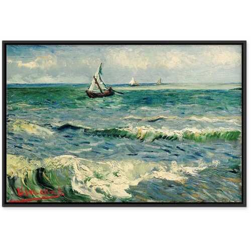  Slika - Vincent van Gogh &amp;ndash; Seascape at Saintes-Maries 60x40 U crnom drvenom okviru Slike