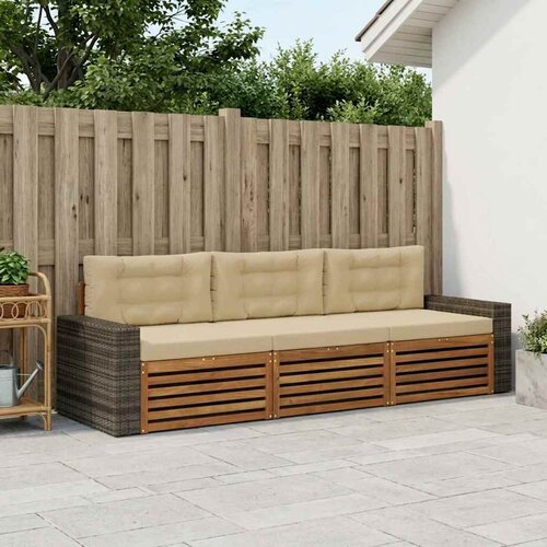  Set vanjskih sofa s jastukom 3 pcs Prirodna i bež Poliester Cene