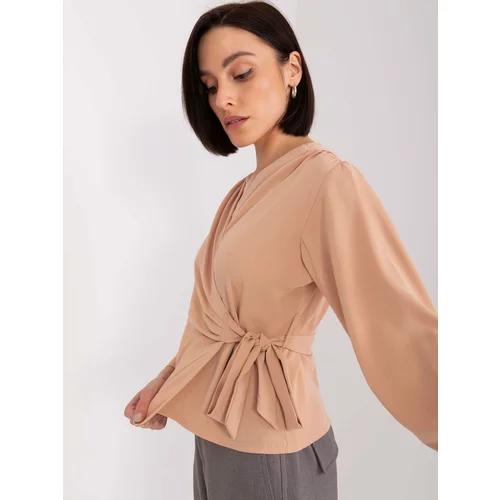 Fashion Hunters Camel Lounge Blouse With Ties
