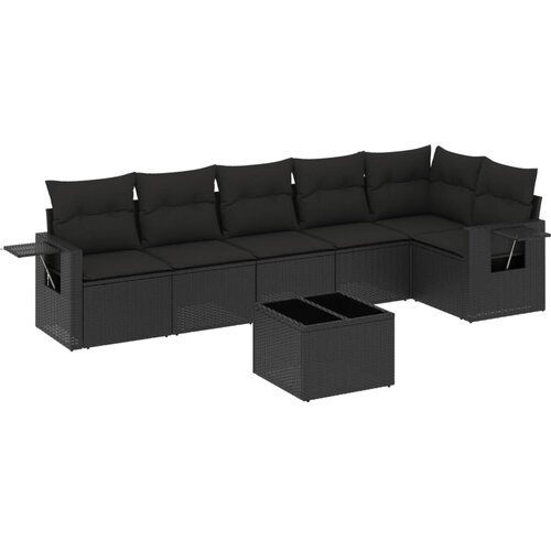 Maison Chic Seti vrtnega pohištva - Vrtna garnitura - Vrtni pohištvo set 7-delna z blazinami črn poli ratan, (21803031) Cene