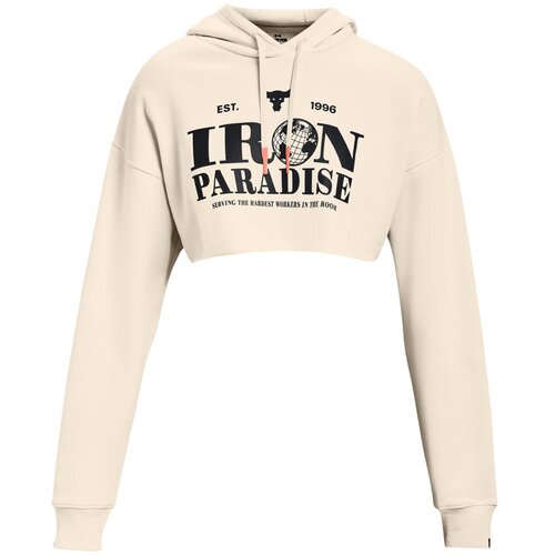Under Armour UA Project Rock Crop Flce Hdy Pulover Bela Slike