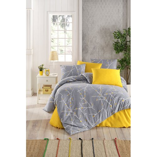 Aberto Design set posteljine Parure Fitted, 200x220 cm, sivo-žuta Cene
