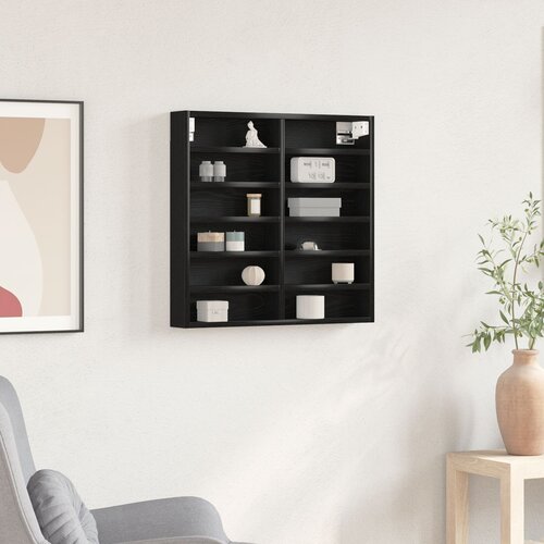 vidaXL Vitrine omara Črn hrast Les 60 x 8.5 x 58 cm Stenska montaža Cene