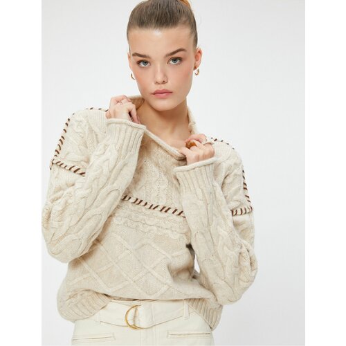 Koton Turtleneck Knitwear Sweater Diamond Patterned Soft Textured Slike