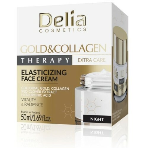 Delia gold&collagen therapy noćna krema za lice - sa vitaminom e, kolagenom i ekstratom crvene deteline 50ml | Slike