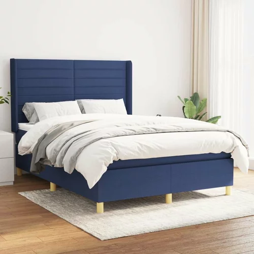  Box spring postelja z vzmetnico modra 140x200 cm blago, (20892805)