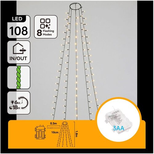 Aigostar LED spolja&amp;scaron;nja božićna girlanda 108xLED/8 funkcija 3xAA 1,8m IP44 topla bela Slike