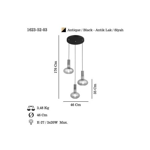 Opviq Luster Hena-52-03, O19, 11,5 cm, IP20 Crno-smeđa Slike