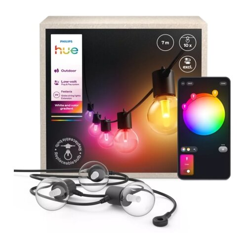 Philips LED RGBW produžetak sa prigu&amp;scaron;iva, spolja&amp;scaron;nja LED girlanda Hue FESTAVIA 10xLED 7m IP65 Slike