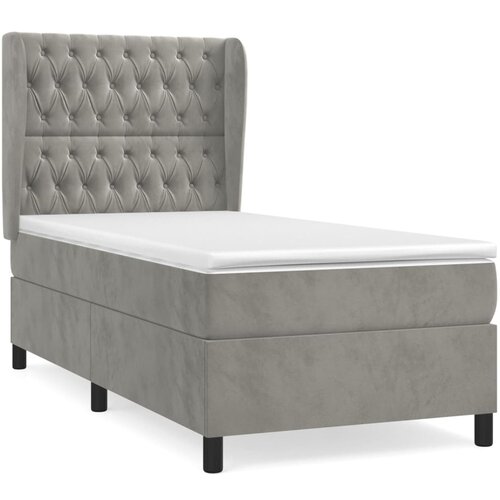Maison Chic Box spring postelja - Vzmetna postelja z vzmetnico svetlo siv 90x190 cm žamet SL20490, (21893316) Cene