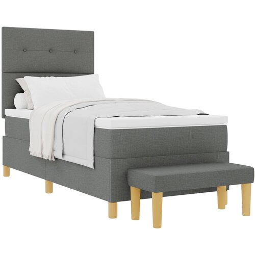 VidaXL Box spring postelja z vzmetnico in klopjo temno siva 90x200 cm iz blaga, (22049707) Slike