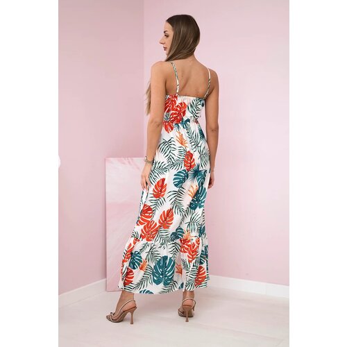 Kesi Dress with ecru leaf motif Cene