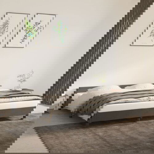 VidaXL Okvir za krevet s uzglavljem tamnosivi 180x200 cm bar&amp;scaron;unasti Slike
