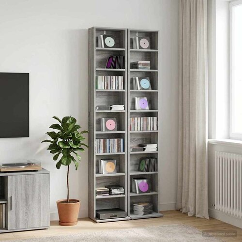 Cd ormar 2 kom. Siva Sonoma 33 x 23,5 x 175 cm Slike