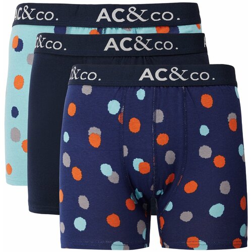 AC&Co / Altınyıldız Classics men's navy blue-green patterned cotton stretchy 3-Pack boxer Slike