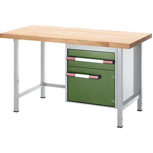 eurokraft pro delovna miza z nastavitvijo višine, izvedba z ogrodjem, 1 predal, 1 krilna vrata, širina 750 mm, svetlo siva / zelena Cene