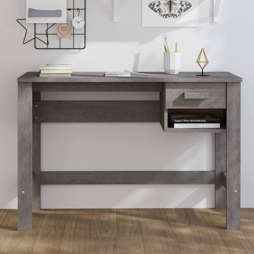 vidaXL Pisalna miza svetlo siva 110x40x75 cm trdna borovina Cene