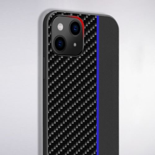 Nillkin silikonski ovitek za iphone 13 pro max - carbon črn z modro črto Slike