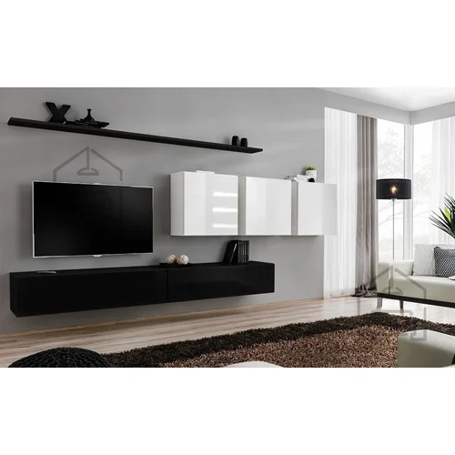 ASM Meble Dnevni TV regal Switch VII 340 cm - črn/bel