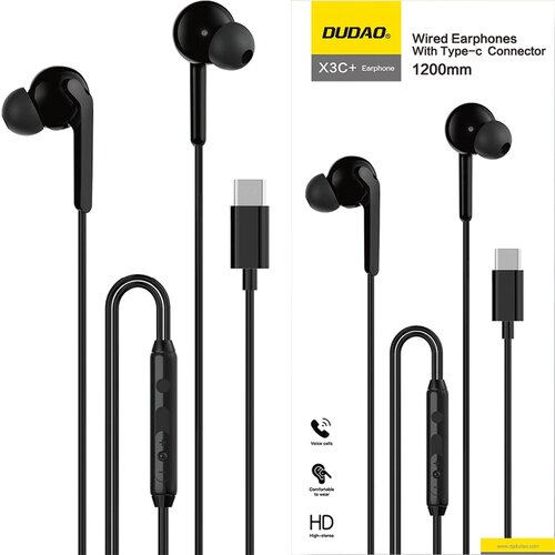 Dudao X3C+ žične usb-c in-ear slušalke 1,2M črne za telefon, (21832944) Cene