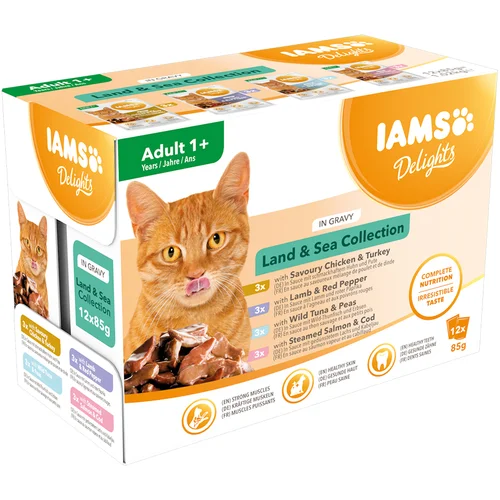 IAMS Delights Adult u umaku 12 x 85 g - Land & Sea Mix