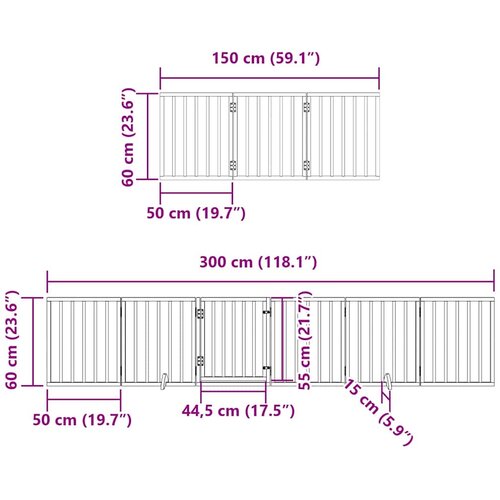  Vrata za pse s vrata&amp;scaron;cima 15 panela sklopiva 750 cm drvo topole Crna 50 x 60 x 2 cm Slike