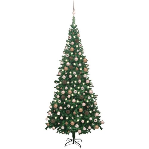 vidaXL umjetno božićno drvce LED s kuglicama L 240 cm zeleno Cene