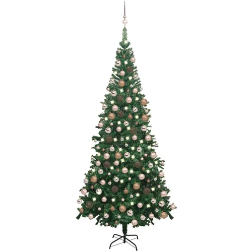 vidaXL umjetno božićno drvce LED s kuglicama L 240 cm zeleno