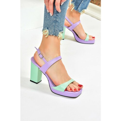 Fox Shoes Lilac/green Women's Thick Platform Heels Shoes Cene