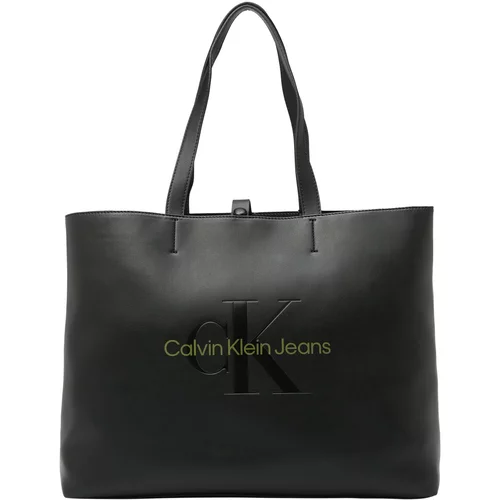 Calvin Klein Jeans Shopper torba kivi zelena / crna