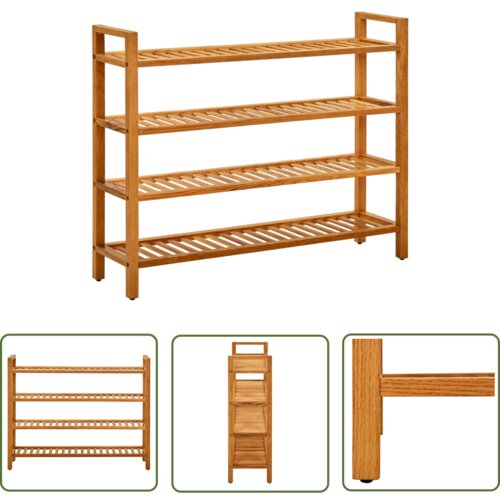 The Living Store Stojalo za čevlje s 4 policami 100x27x80 cm trdna hrastovina - Stojalo Za Čevlje, (21744481) Cene