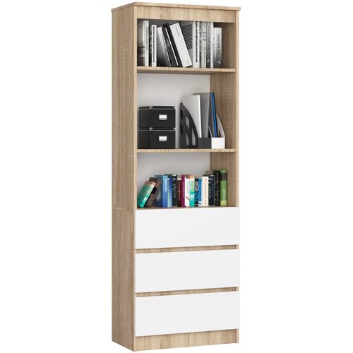 AKORD Regal, 3 Predali In 2 Polici, Hrast Sonoma/Bela, (5000332485) Cene