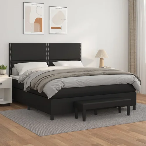 The Living Store Box spring postelja z vzmetnico črn 160x200 cm umetno usnje - Box Spring Postelja, (21518175) The Living Store Box spring postelja z vzmetnico črn 160x200 cm umetno usnje - Box Spring Postelja, (21518175)