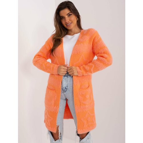 Fashion Hunters Orange women's cardigan with patterns Slike
