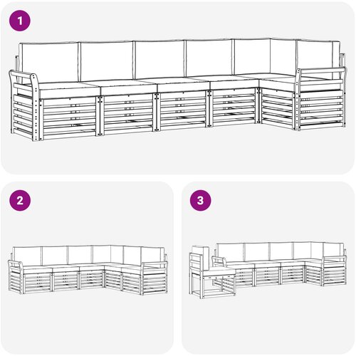  Set vanjskih sofa 6 pcs Bijela i bež 308 x 130,5 x 73 cm Slike