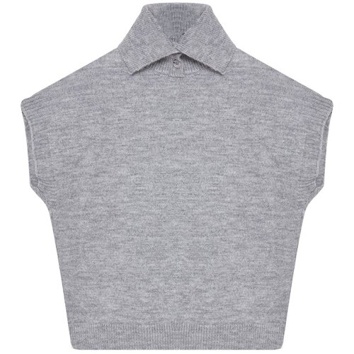 Trendyol gray turtleneck with soft textured button detail Cene