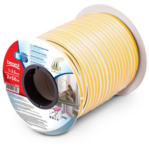 Beorol samolepljiva dihtung traka 2x50m, e-profil, bela Slike