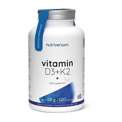 NUTRIVERSUM vitamin D3 + K2, 120 kapsula – podrška imunitetu i zdravlju kostiju Cene