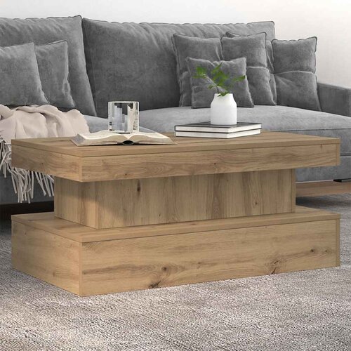  Stolić za kavu s LED svjetlima boja hrasta artisan 90x50x40 cm Slike