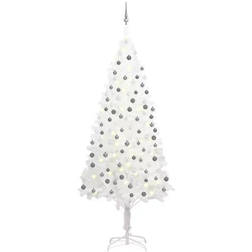  Umjetno božićno drvce s LED svjetlima i kuglicama bijelo 240 cm