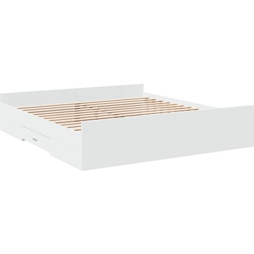 VidaXL Posteljni okvir s predali bel 180x200 cm inženirski les, (21128637) Slike