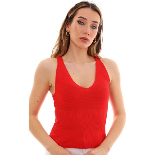 Dewberry Z2009 WOMEN&amp;#039;S CROOP BLOUSE-RED Slike