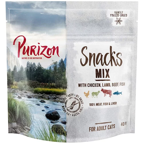 Purizon Promotivna cijena! 2 x 40 g Snacks bez žitarica - Mješovito pakiranje (piletina, janjetia, riba, govedina)