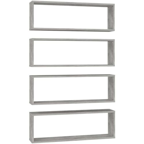 VidaXL Stenske police kockaste 4 kosi betonsko sive 80x15x26,5 cm, (20620400) Slike