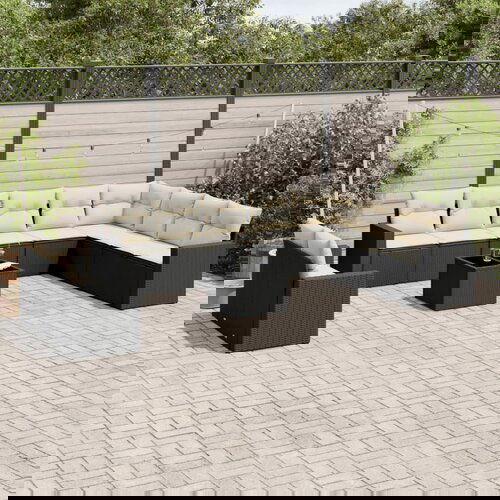 vidaXL 11-dijelni set vrtnih sofa od poliratana s jastucima crni Cijene