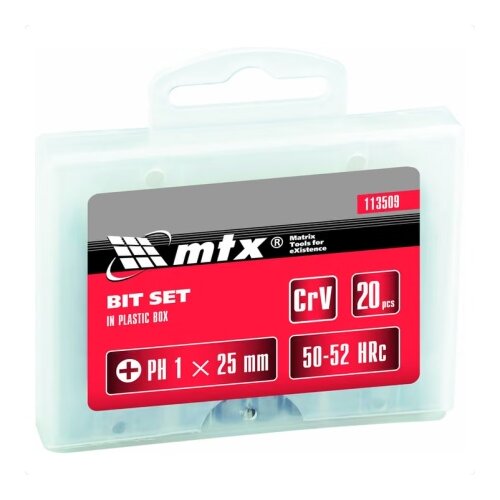 Mtx 113509 Set bitova PH1 , 25mm, 45X čelik, 20 delova u plastičnoj kutiji ( 113509 ) Cene