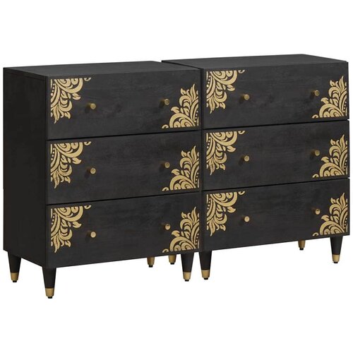  Kreveta s ladicama 2 pcs Crna 60 x 33 x 75 cm Čvrsto drvo manga Cene